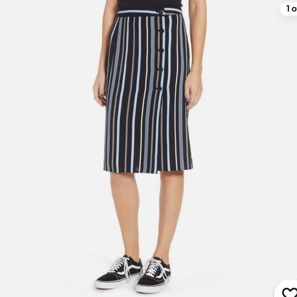 BP Black and Blue Striped Pencil Skirt